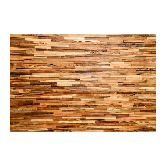 Brown 3D Embossed Geometric Teak Reclaimed Wood Decorative Wall Panels