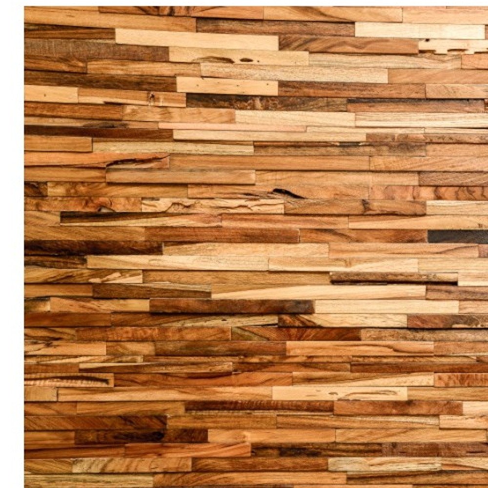 Brown 3D Embossed Geometric Teak Reclaimed Wood Decorative Wall Panels