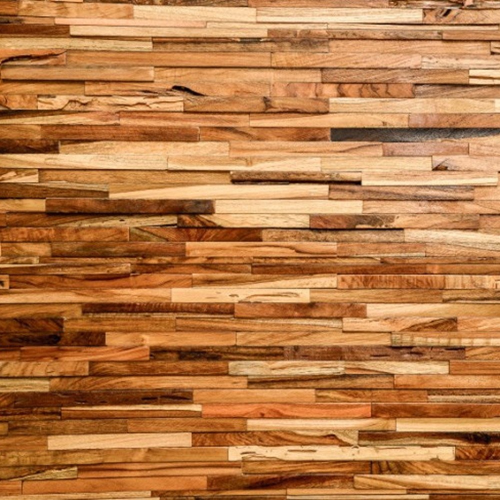 Brown 3D Embossed Geometric Teak Reclaimed Wood Decorative Wall Panels