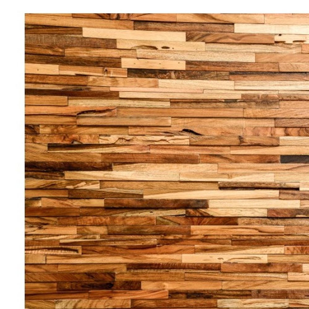 Brown 3D Embossed Geometric Teak Reclaimed Wood Decorative Wall Panels