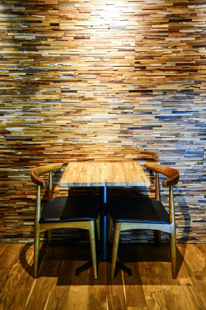 Brown 3D Embossed Geometric Teak Reclaimed Wood Decorative Wall Panels