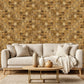 Brown 3D Embossed Block Teak Reclaimed Wood Decorative Wall Panels