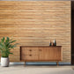 Brown 3D Embossed Striped Teak Reclaimed Wood Decorative Wall Panels