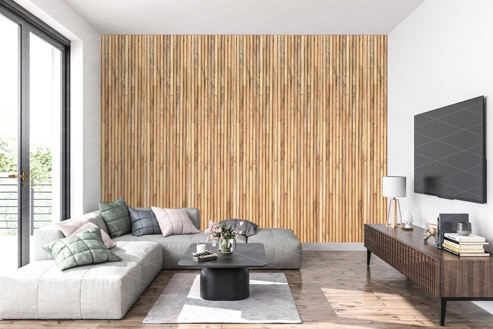 Brown 3D Embossed Striped Teak Reclaimed Wood Decorative Wall Panels