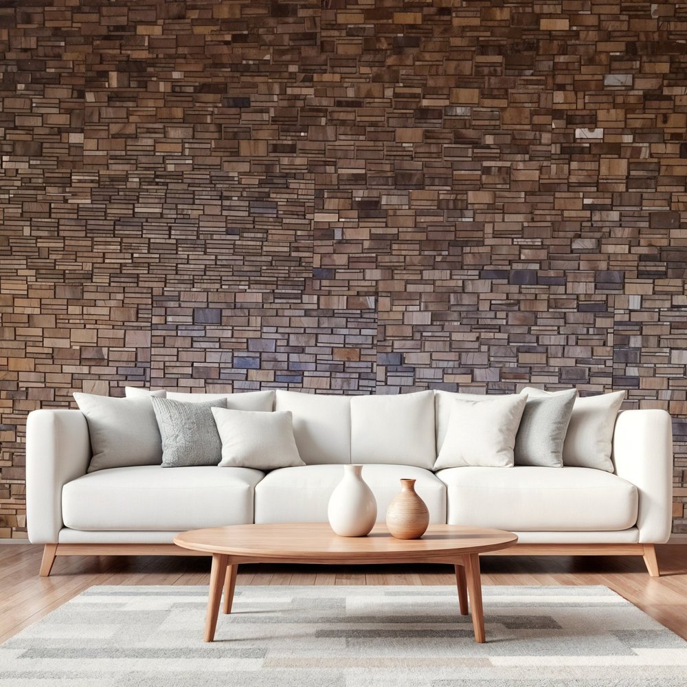 Brown 3D Embossed Teak Reclaimed Wood Decorative Wall Panel