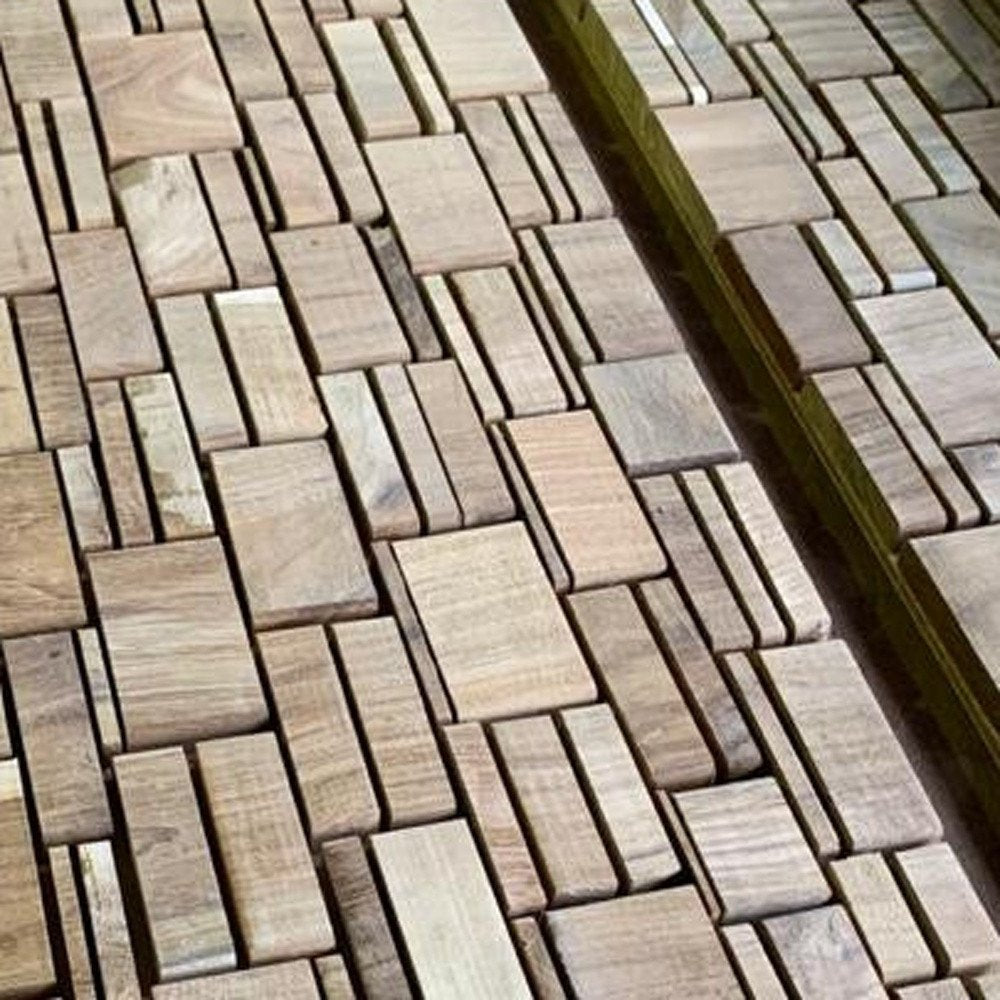 Brown 3D Embossed Teak Reclaimed Wood Decorative Wall Panel