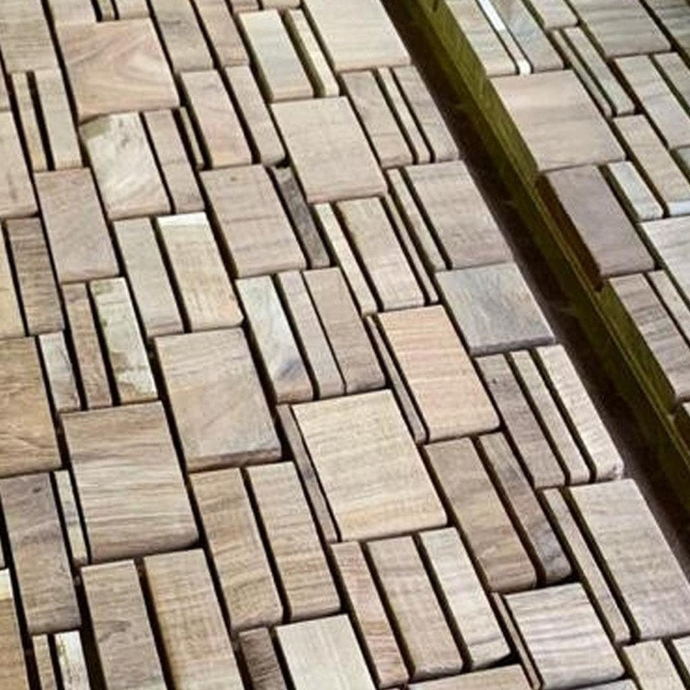 Brown 3D Embossed Abstract Teak Reclaimed Wood Decorative Wall Panels