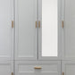 75" White Ribbed Texture Wood Mirrored Six Door Two Drawer Combo Dresser