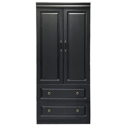 71" Black Wood Two Door Two Drawer Combo Dresser