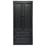 71" Black Wood Two Door Two Drawer Combo Dresser