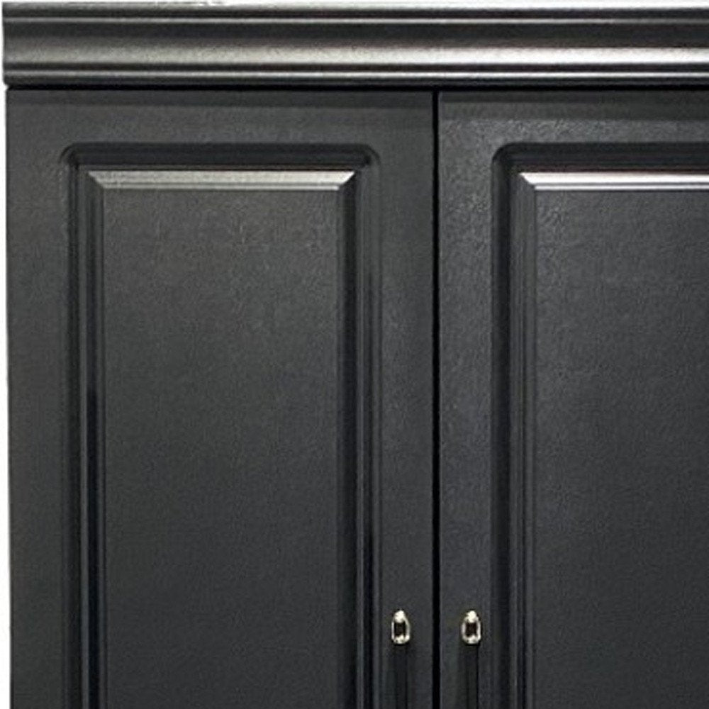 71" Black Wood Two Door Two Drawer Combo Dresser