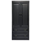 71" Black Wood Two Door Two Drawer Combo Dresser
