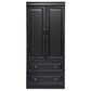 71" Black Wood Two Door Two Drawer Combo Dresser