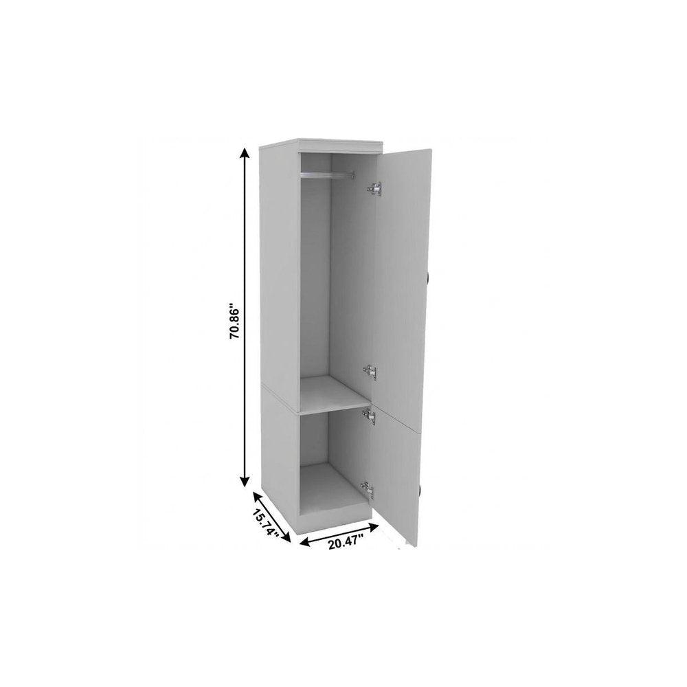 71" White Wood Mirrored Two Door Combo Dresser