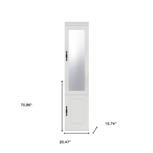 71" White Wood Mirrored Two Door Combo Dresser