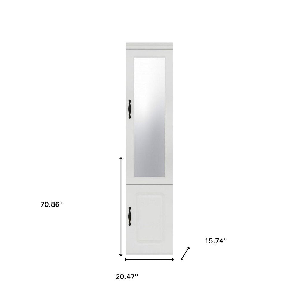 71" White Wood Mirrored Two Door Combo Dresser