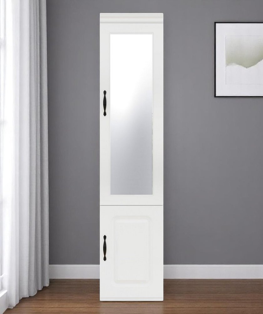 71" White Wood Mirrored Two Door Combo Dresser