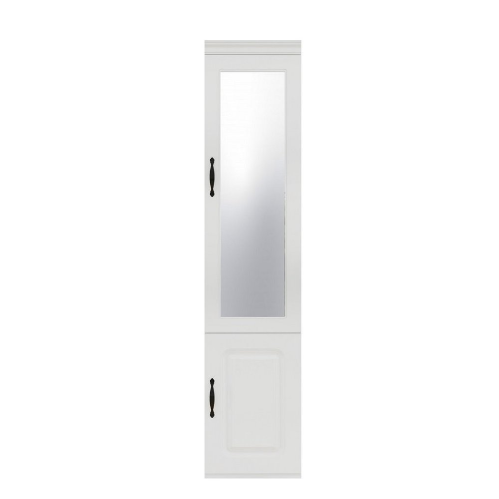 71" White Wood Mirrored Two Door Combo Dresser