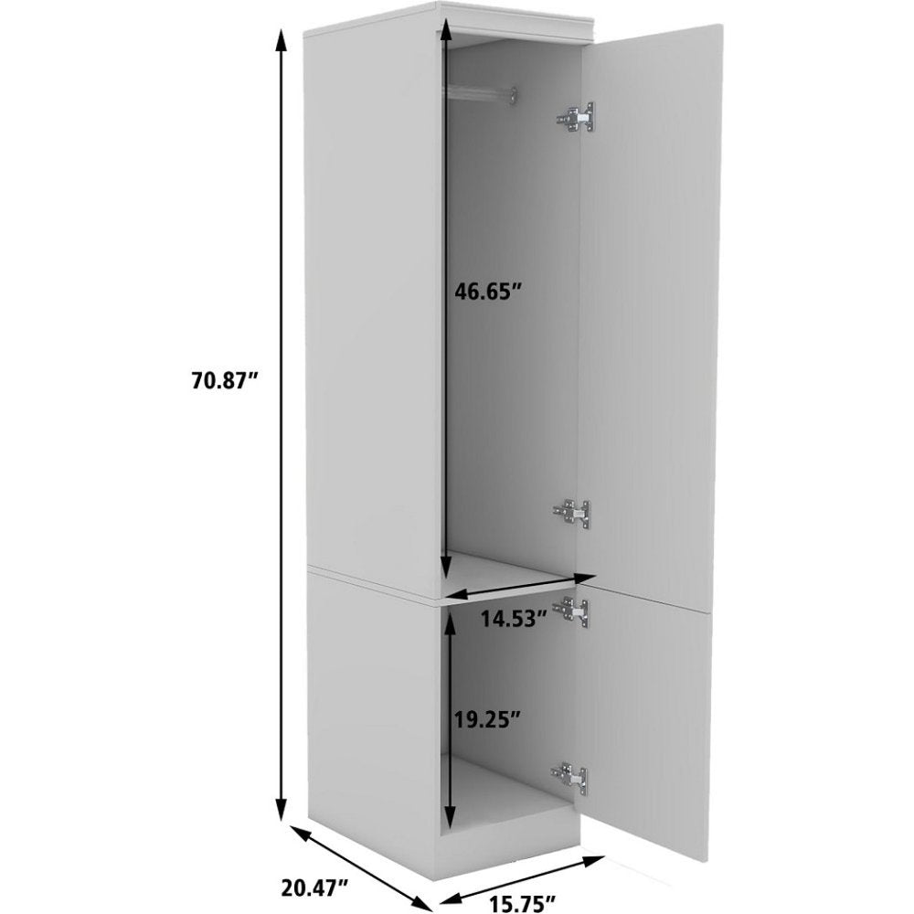 71" White Wood Mirrored Two Door Combo Dresser