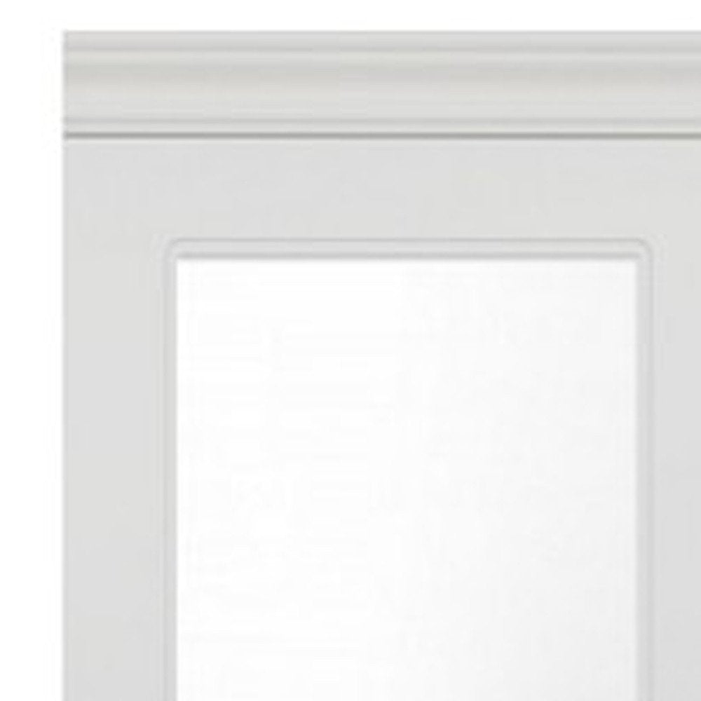 71" White Wood Mirrored Two Door Combo Dresser