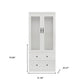 71" White Wood Two Door Two Drawer Combo Dresser