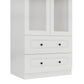 71" White Wood Two Door Two Drawer Combo Dresser