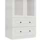 71" White Wood Two Door Two Drawer Combo Dresser