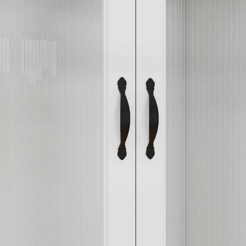 71" White Wood Two Door Two Drawer Combo Dresser