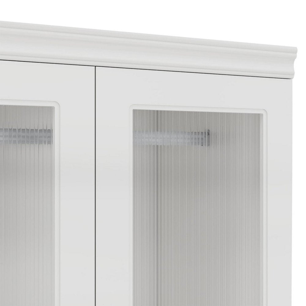 71" White Wood Two Door Two Drawer Combo Dresser
