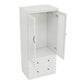 71" White Wood Two Door Two Drawer Combo Dresser