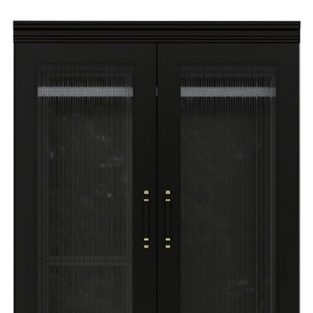 71" Black Wood Two Door Two Drawer Combo Dresser