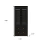 71" Black Wood Two Door Two Drawer Combo Dresser