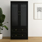 71" Black Wood Two Door Two Drawer Combo Dresser