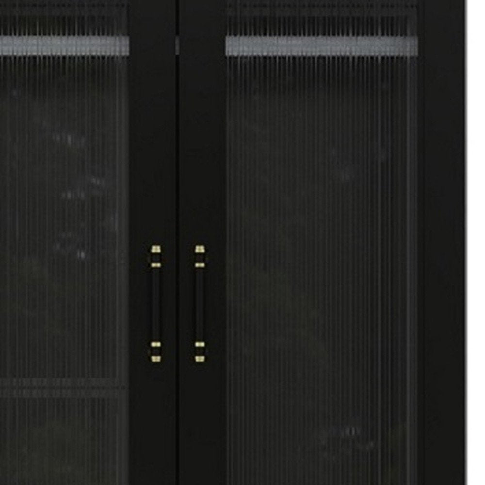 71" Black Wood Two Door Two Drawer Combo Dresser