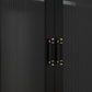 71" Black Wood Two Door Two Drawer Combo Dresser