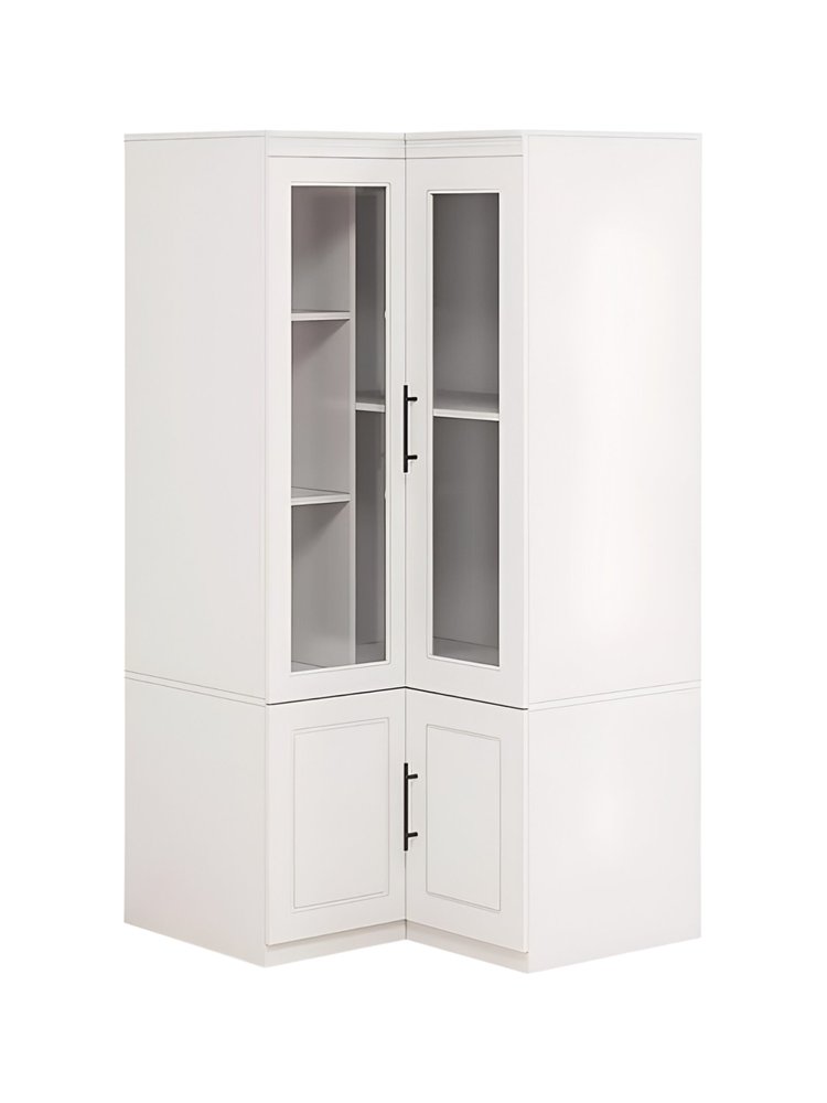 71" White Wood Four Door Corner Combo Dresser