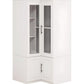 71" White Wood Four Door Corner Combo Dresser