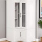 71" White Wood Four Door Corner Combo Dresser