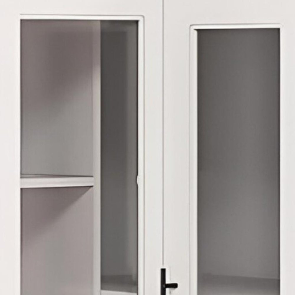 71" White Wood Four Door Corner Combo Dresser