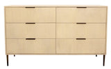 56" Natural Solid Wood Six Drawer Dresser