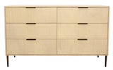 56" Natural Solid Wood Six Drawer Dresser