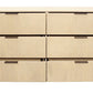 56" Natural Solid Wood Six Drawer Dresser