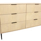56" Natural Solid Wood Six Drawer Dresser