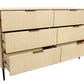 56" Natural Solid Wood Six Drawer Dresser