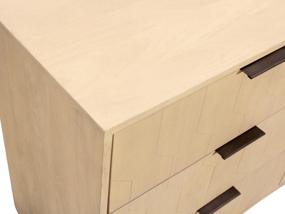 56" Natural Solid Wood Six Drawer Dresser