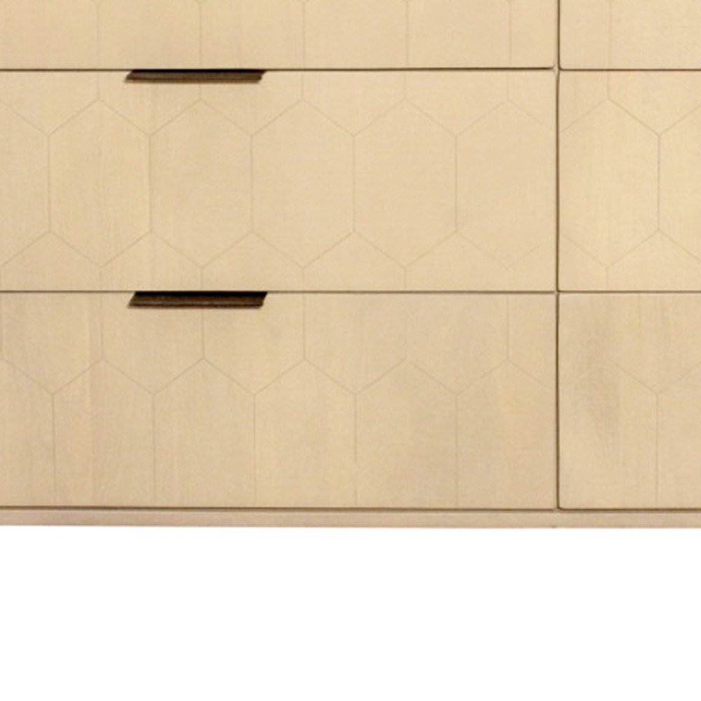 56" Natural Solid Wood Six Drawer Dresser