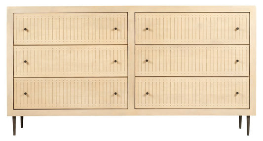 68" Natural Solid Wood Six Drawer Dresser