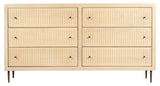 68" Natural Solid Wood Six Drawer Dresser