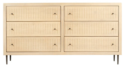 68" Natural Solid Wood Six Drawer Dresser