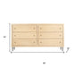 68" Natural Solid Wood Six Drawer Dresser